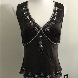 New York & Company brown silk top large